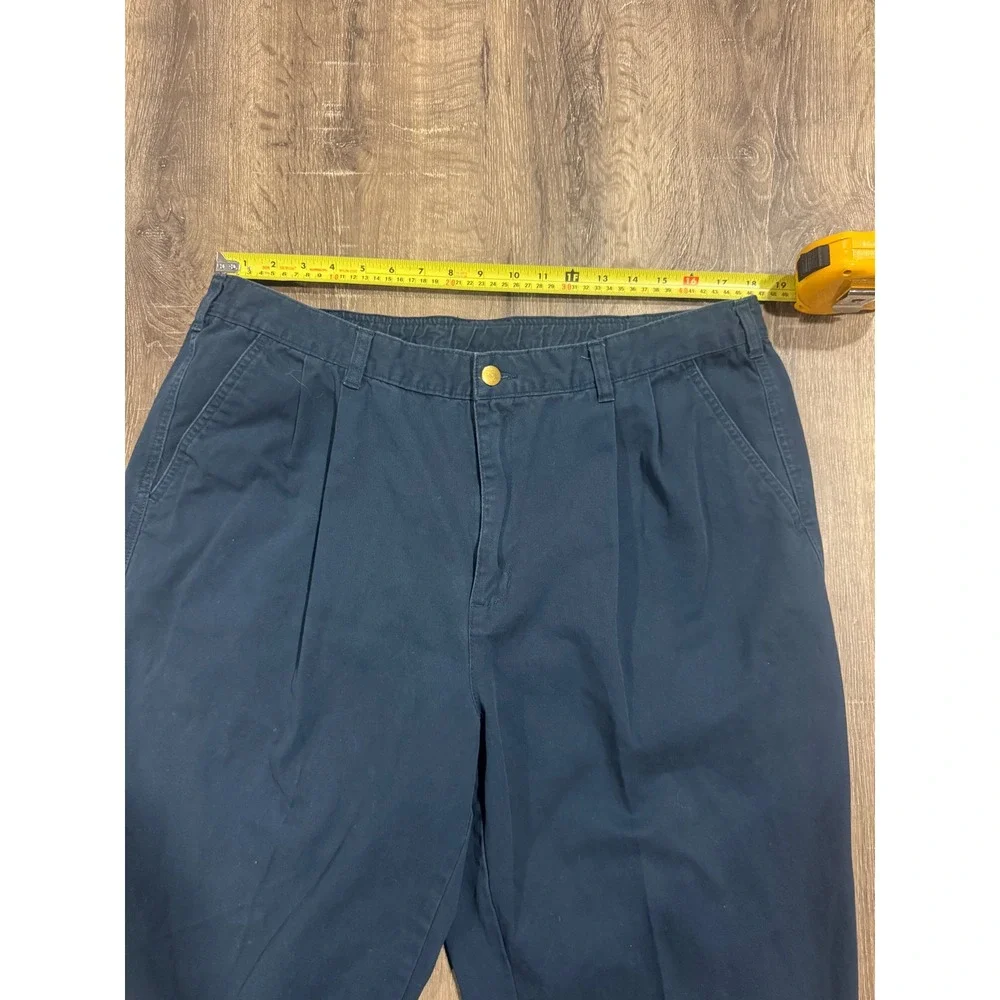 John Blair Mens Navy Blue Pleated Cotton Twill Denim Pants 40M B02163 041